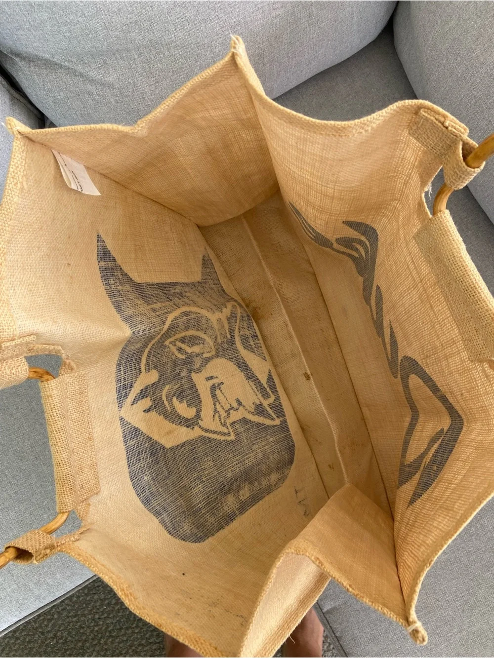 Duke Natural Jute Tote Bag with Blue Logo